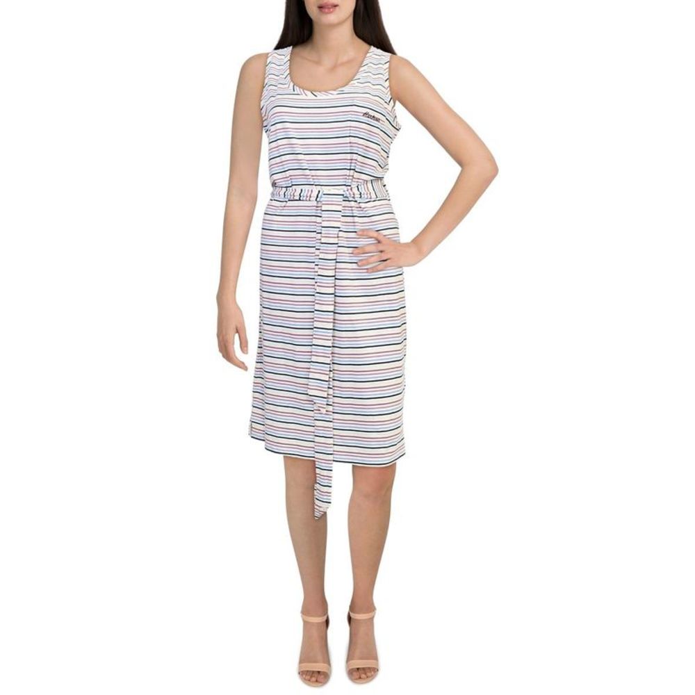 Barbour Womens Patterson White Striped Belted Casual Sheath Dress NWT